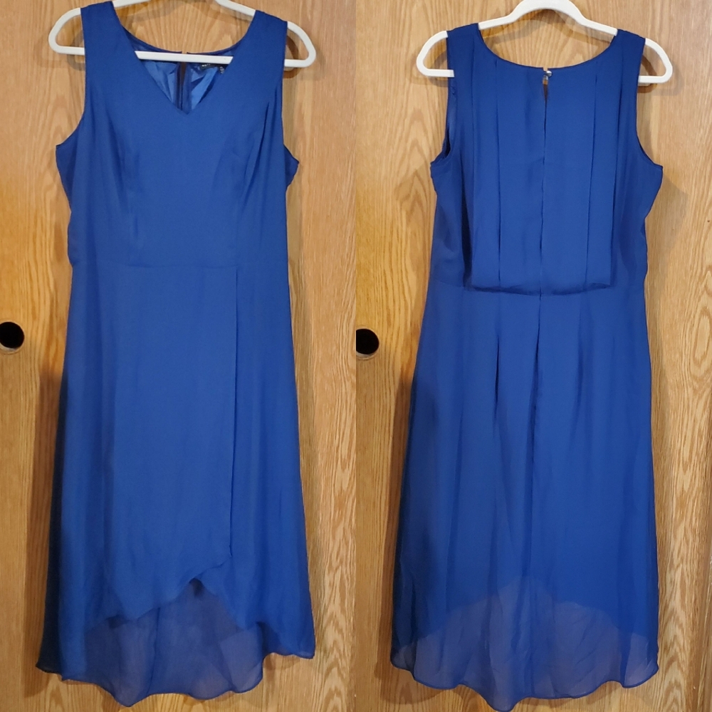 White House Black Market blue flowy dress polyester size 12